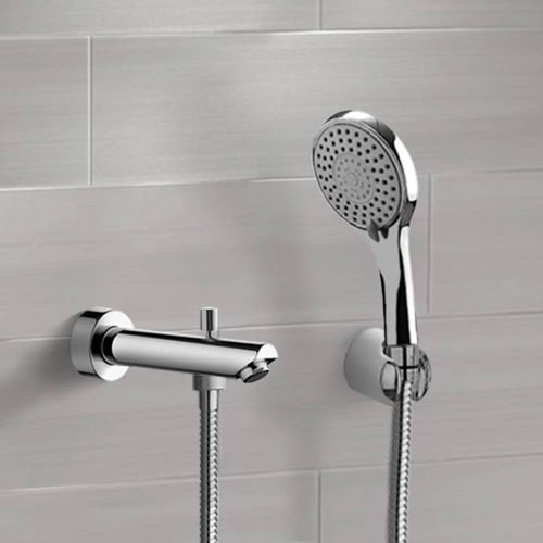 Chrome Wall Mounted Tub Spout Kit with Hand Shower Chrome Wall Mounted Tub Spout Kit with Hand Shower Remer TDH03